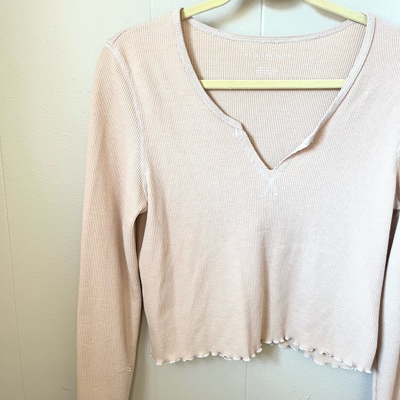 American Eagle Waffle Knit Crop Top - Picture 2 of 3